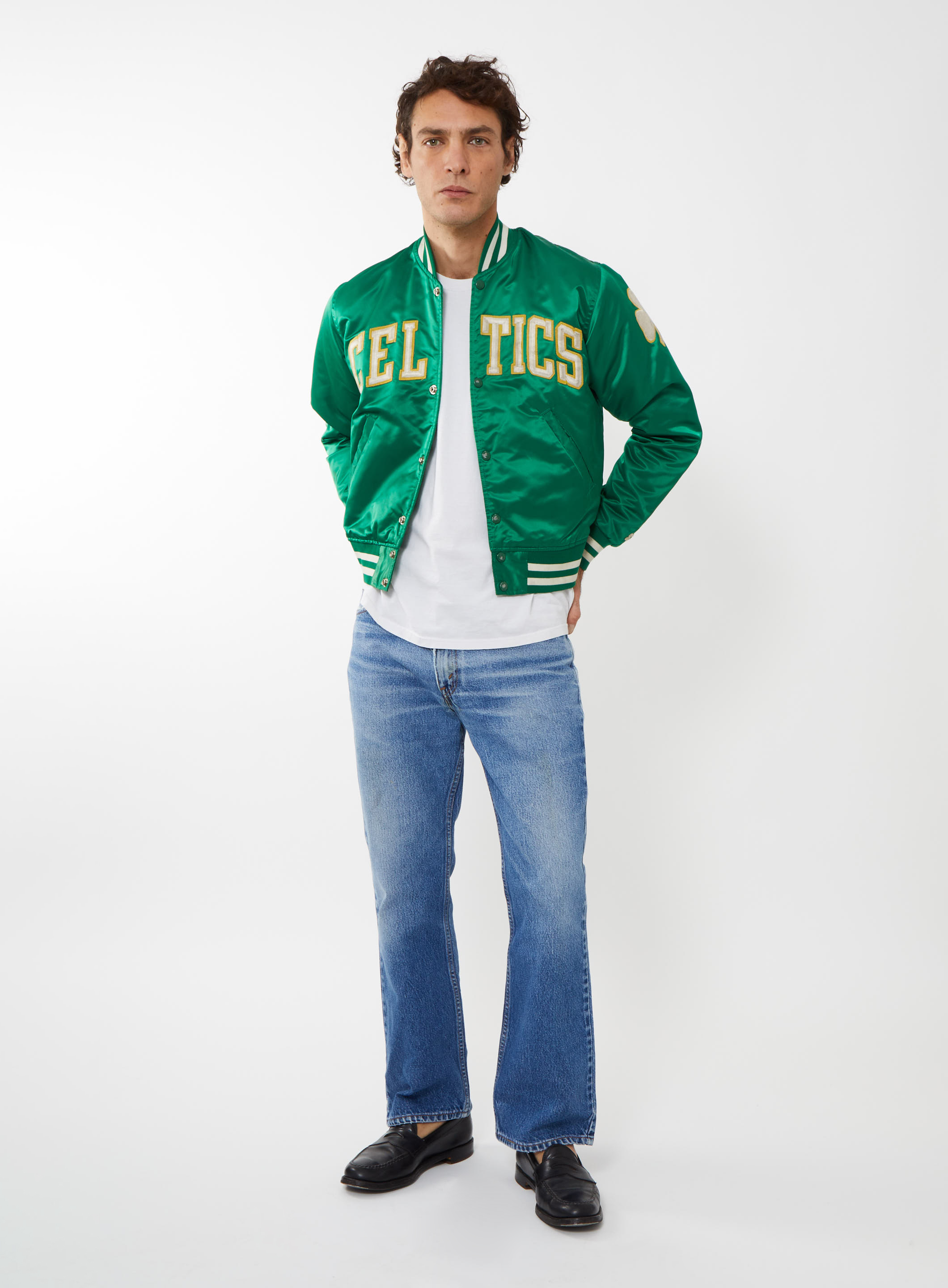 Original 1980s Men s Boston Celtics Bomber Jacket made by Starter Authentic Vintage ReSee