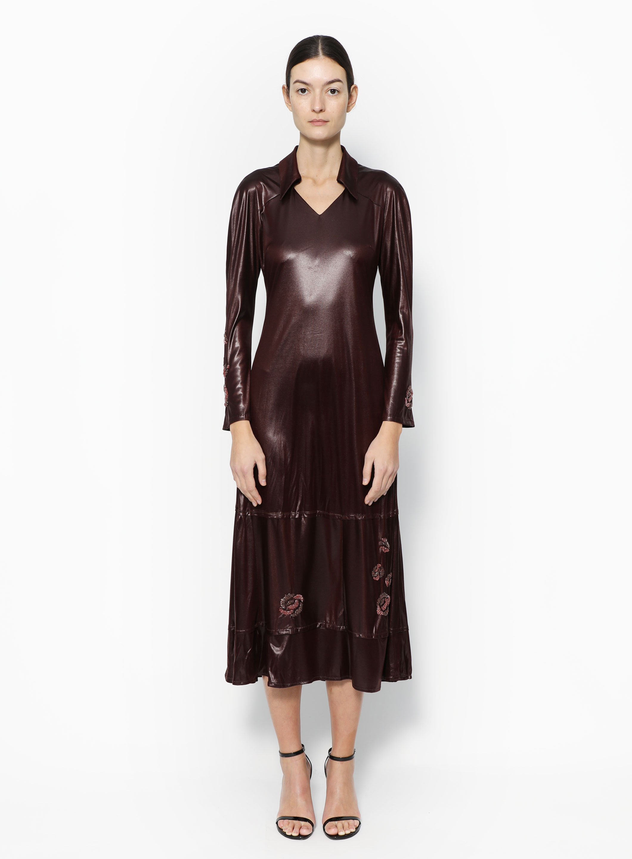 Silk mid-length dress Gianni Versace Purple size 40 FR in Silk