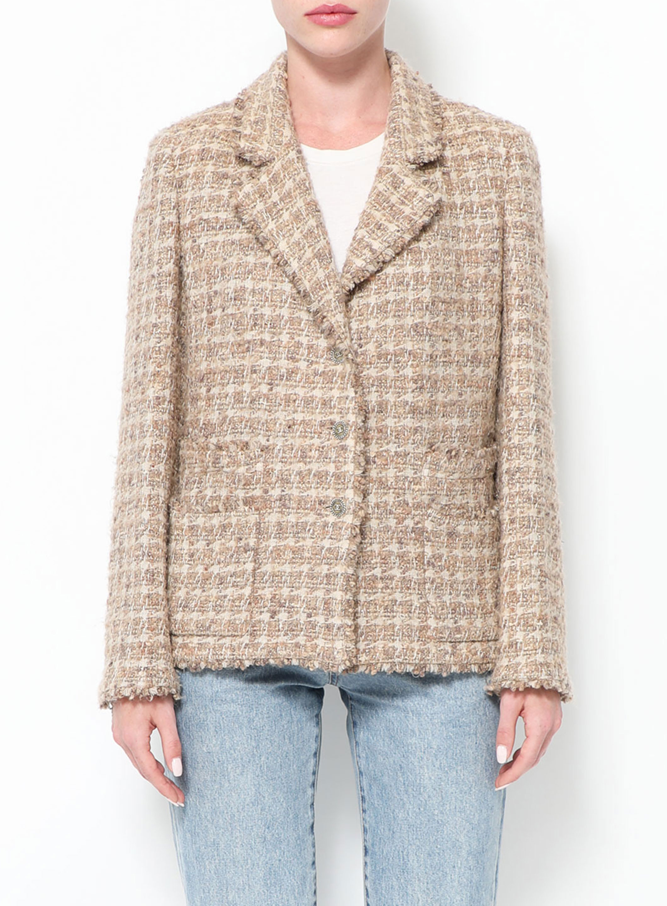 LOUIS VUITTON Silk Tweed Jacket 40 Authentic Women Used from Japan