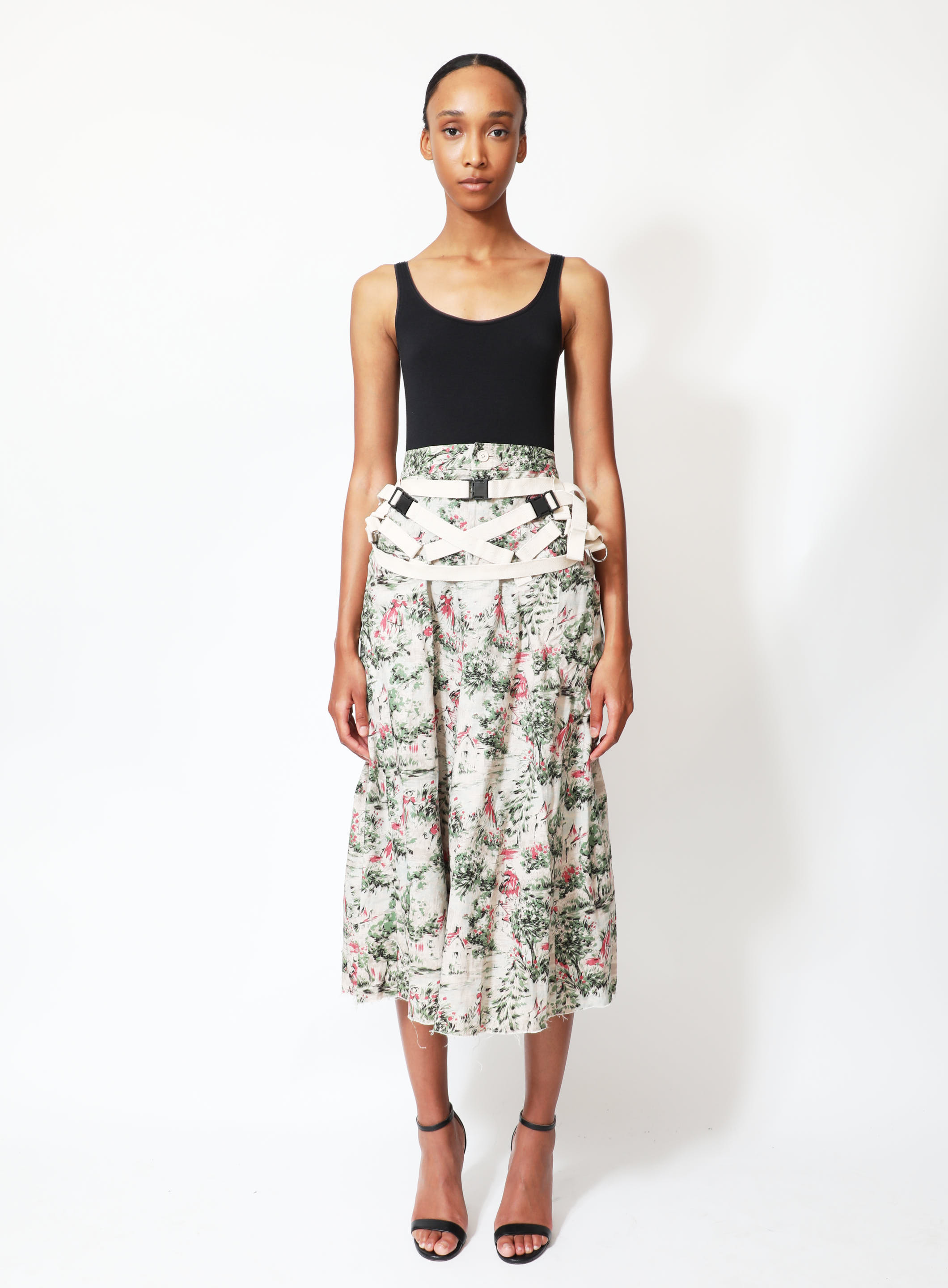 S/S 2003 Floral Buckled Linen Skirt | Authentic & Vintage | ReSEE