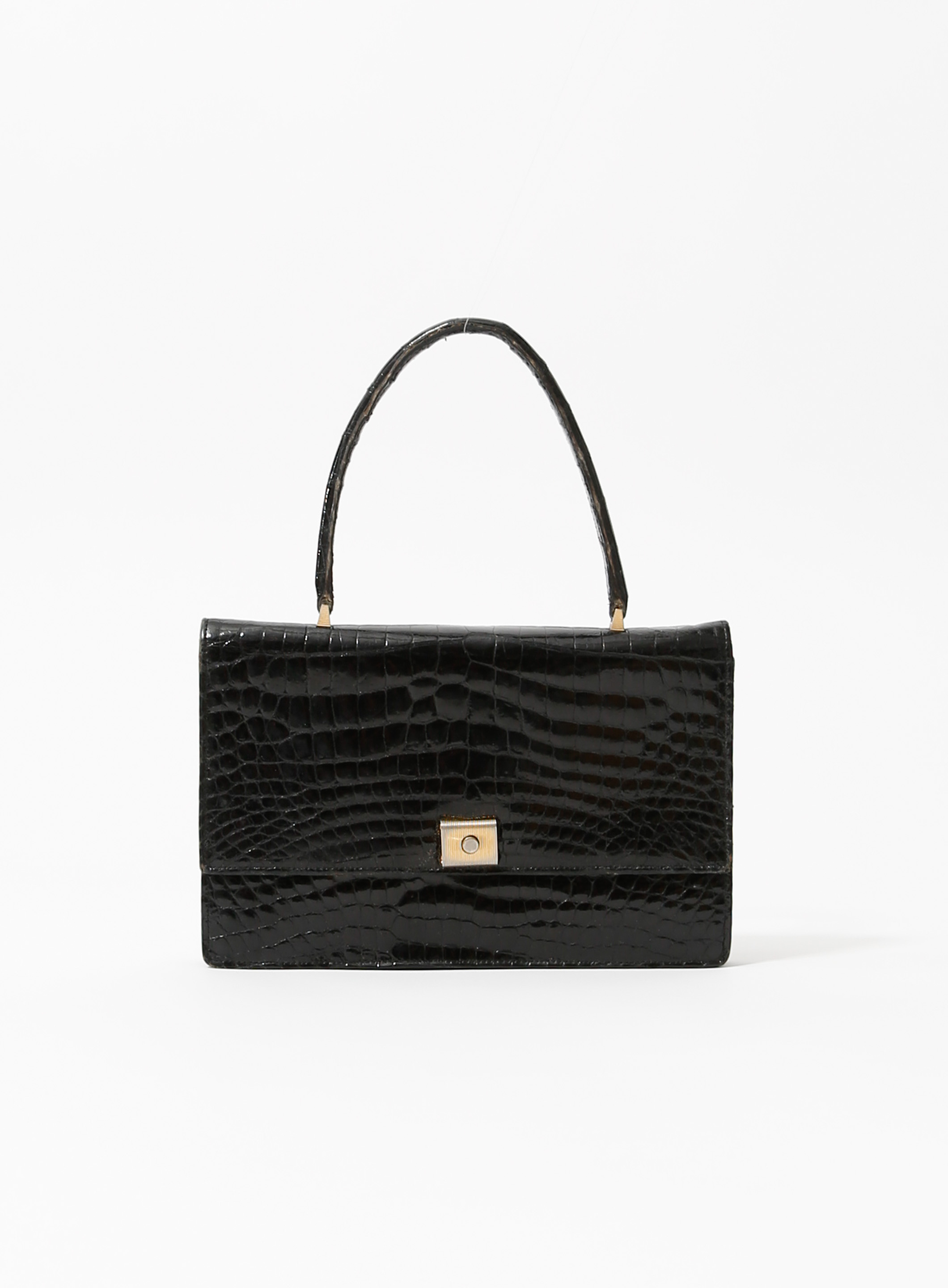 Vintage mini purse in croc print - black