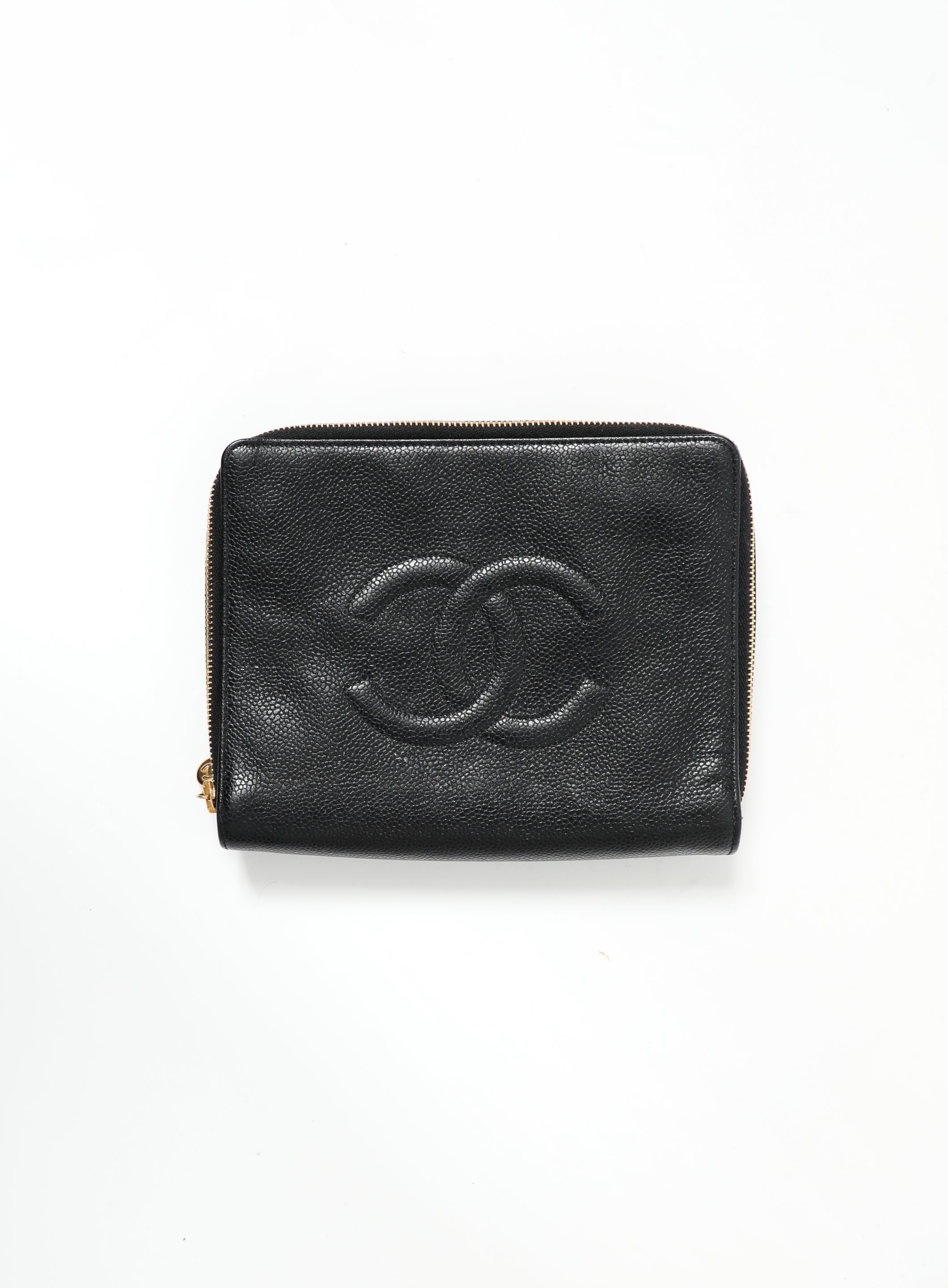 Chanel Timeless Zip Long Wallet Caviar Silver-tone Navy in Caviar