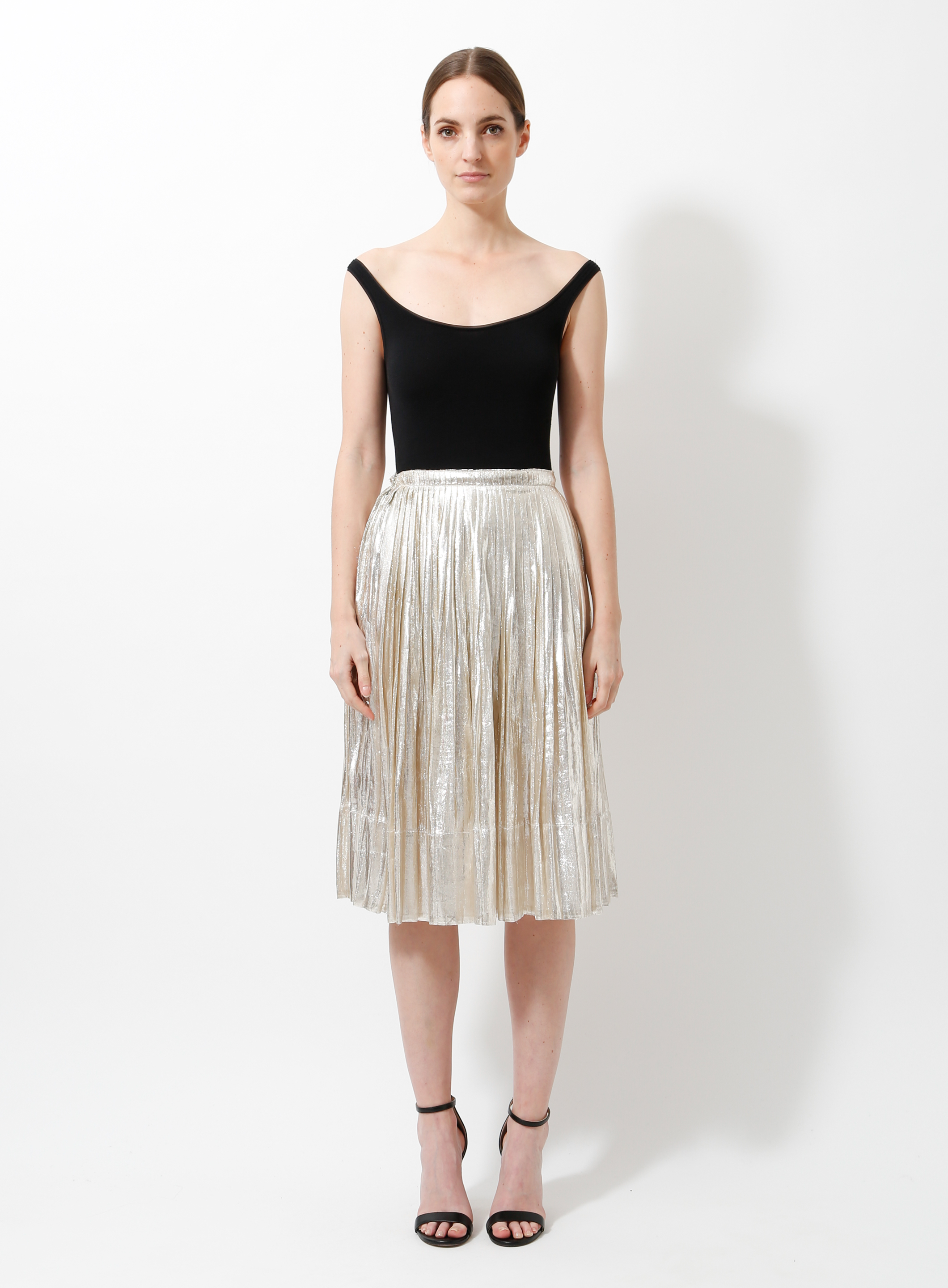 Silver pleated outlet skirt 9mm