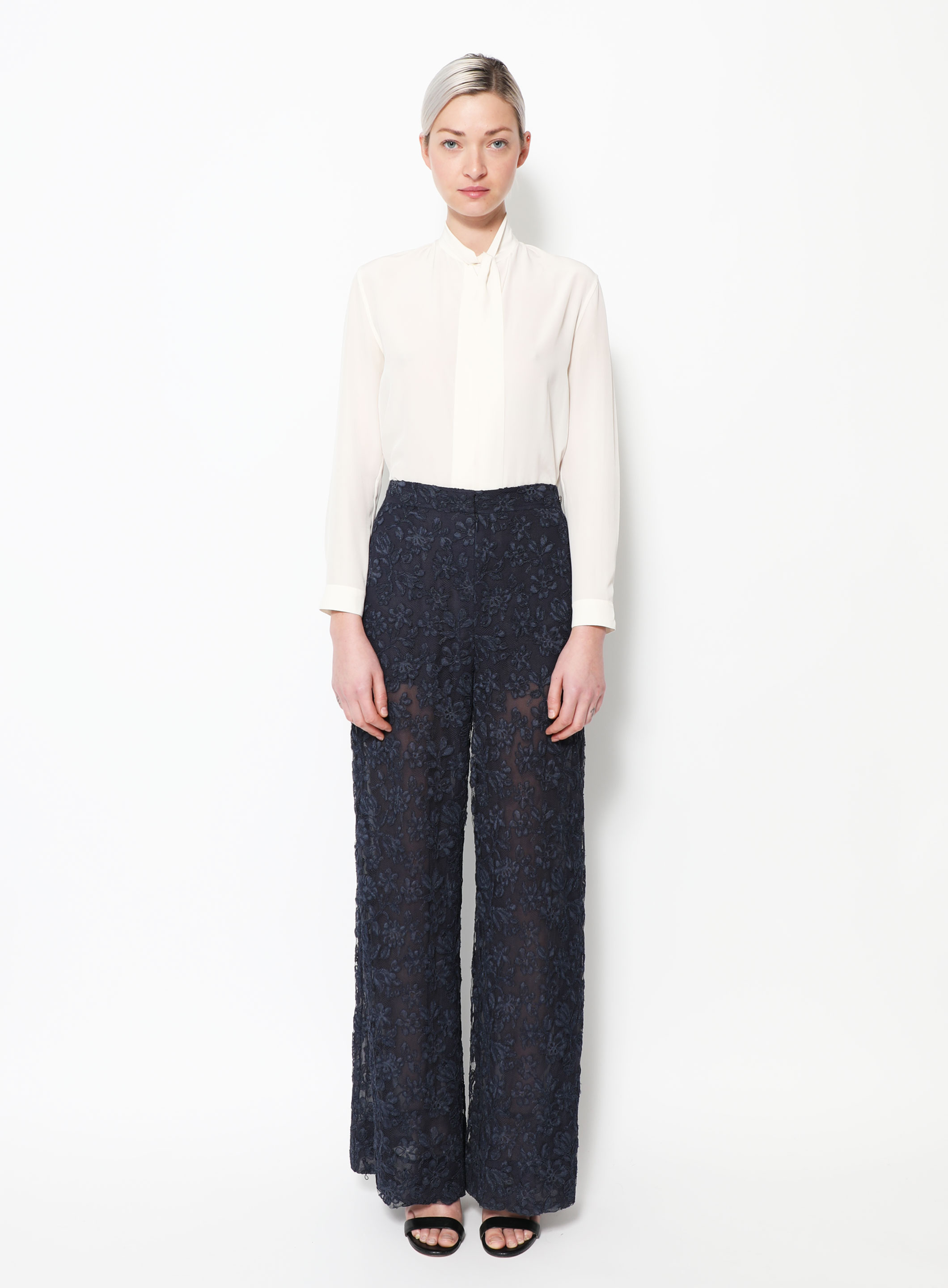 Lace high-waisted trousers