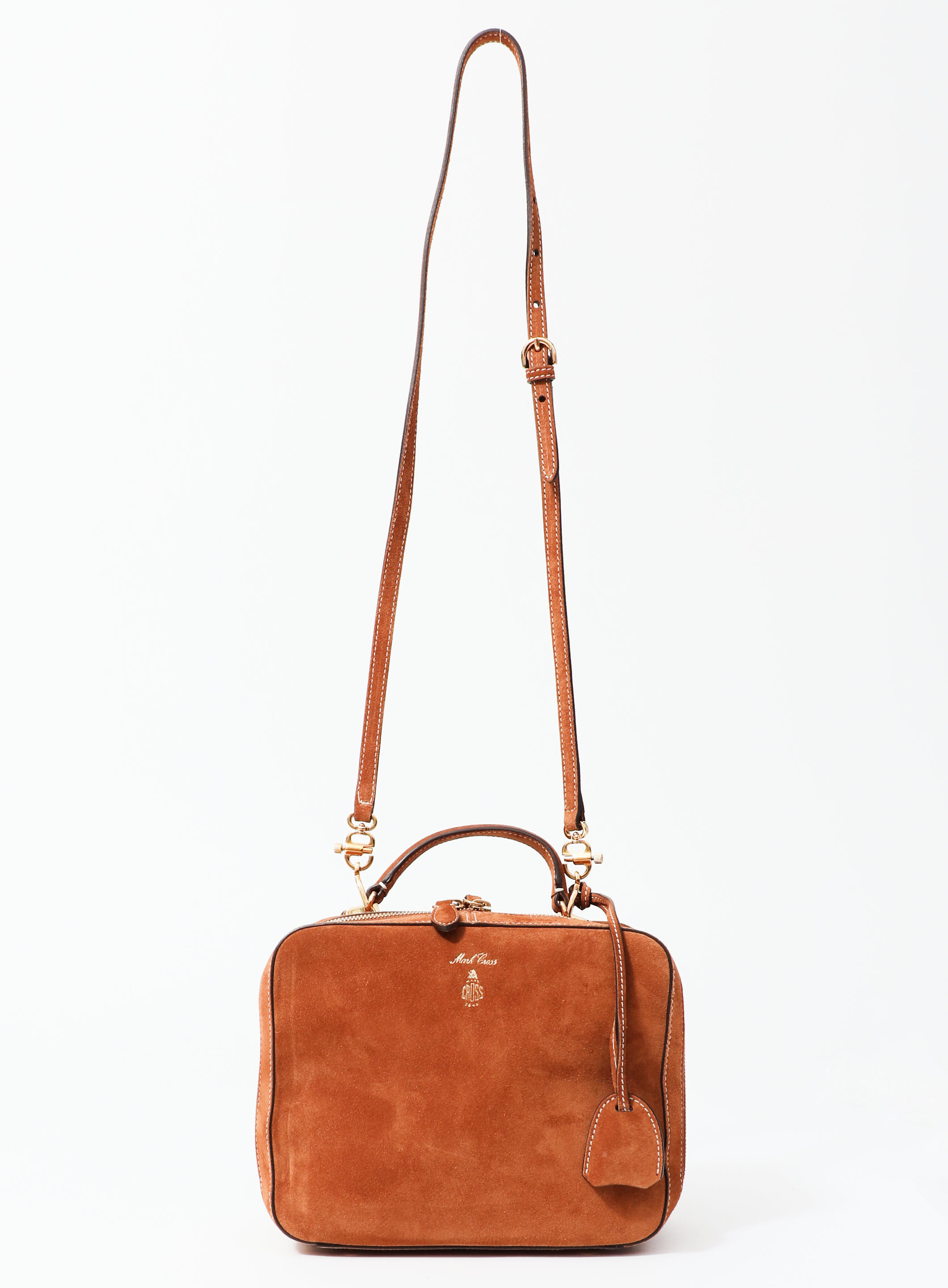 Mark Cross Brown Suede Leather Trim Crossbody Bag