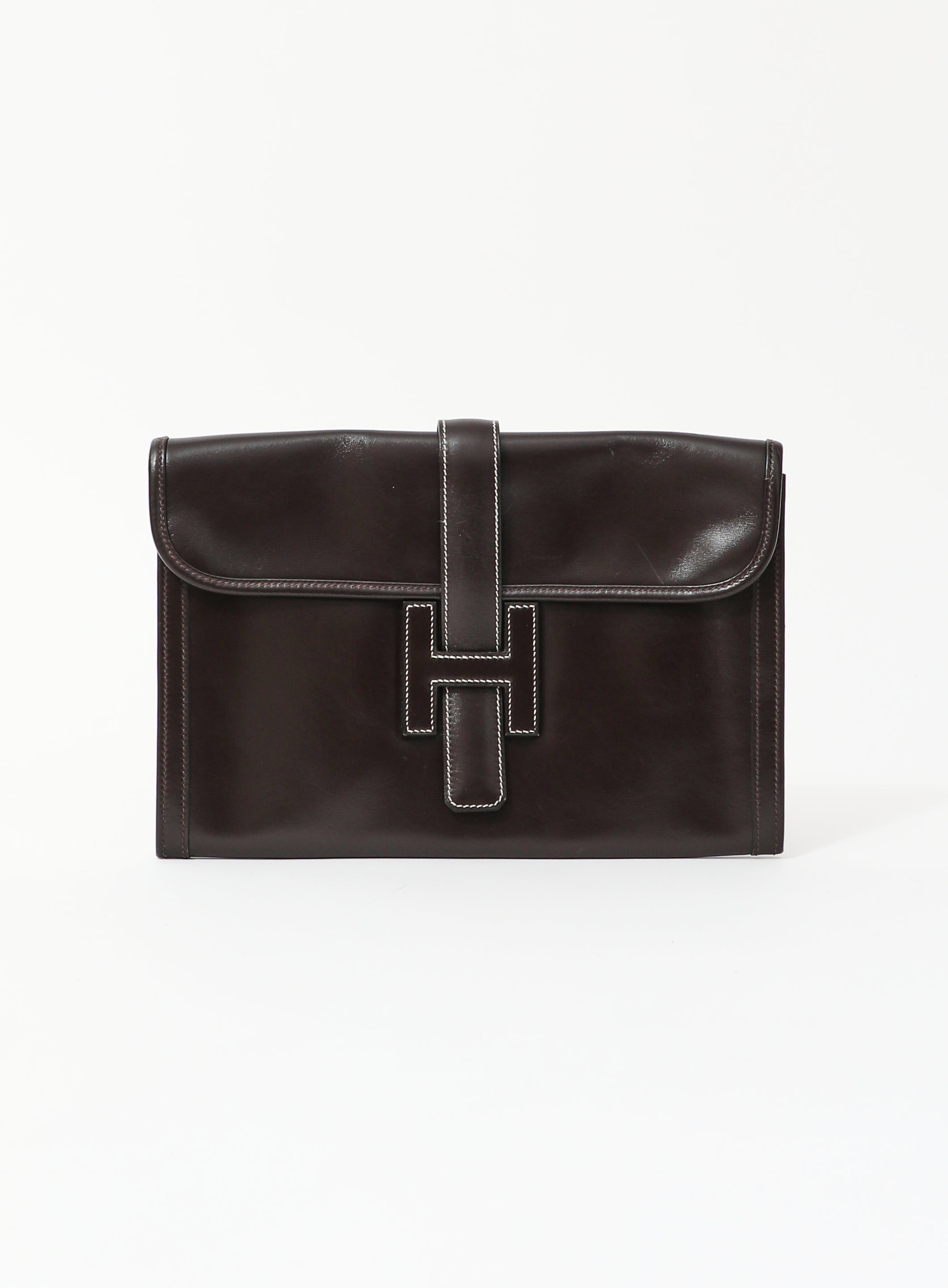 Hermes Jige Pouch in Black Box Leather