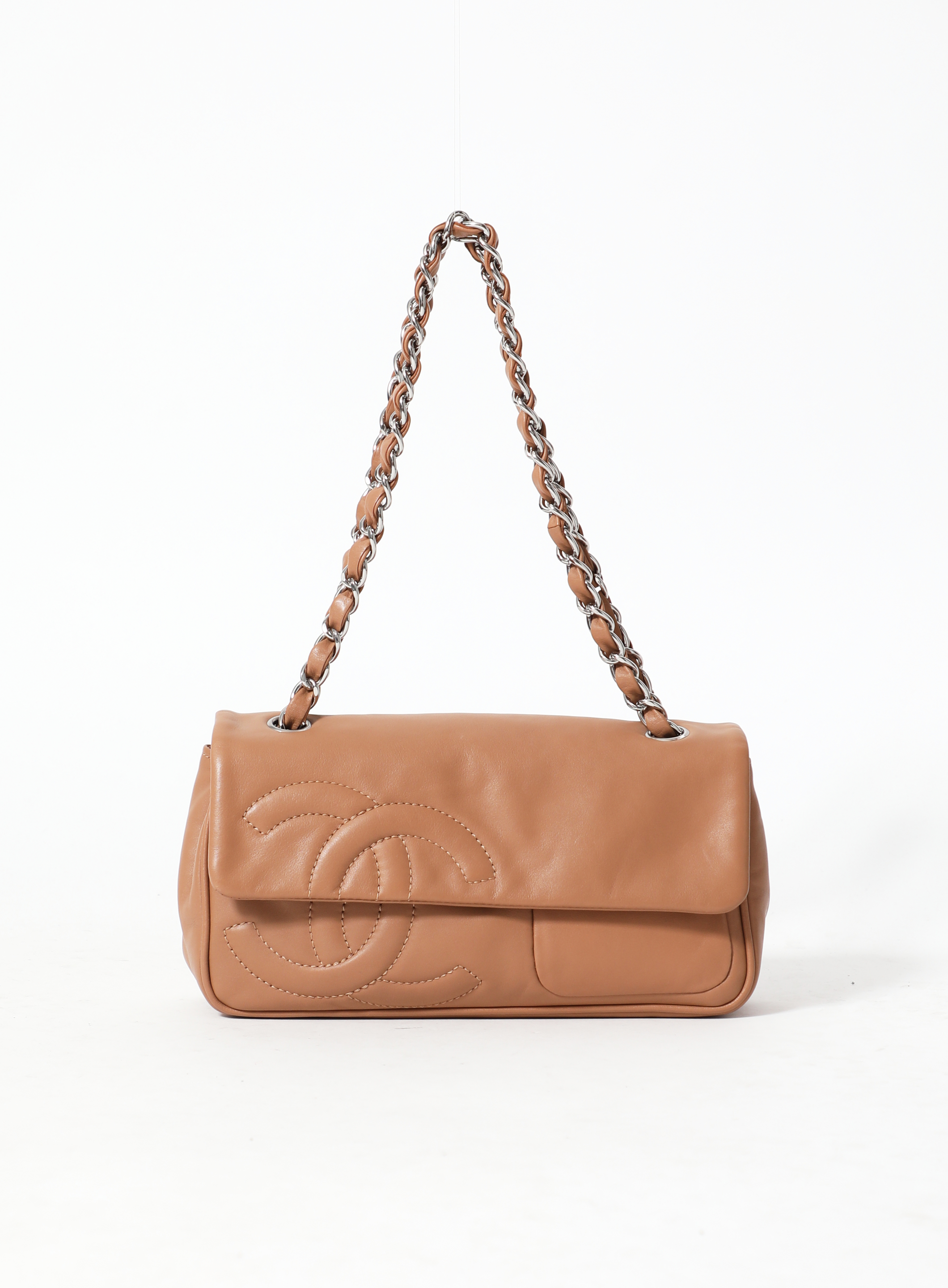 CHANEL, Bags, Chanel Luxe Ligne Metallic Silver Flap Bag