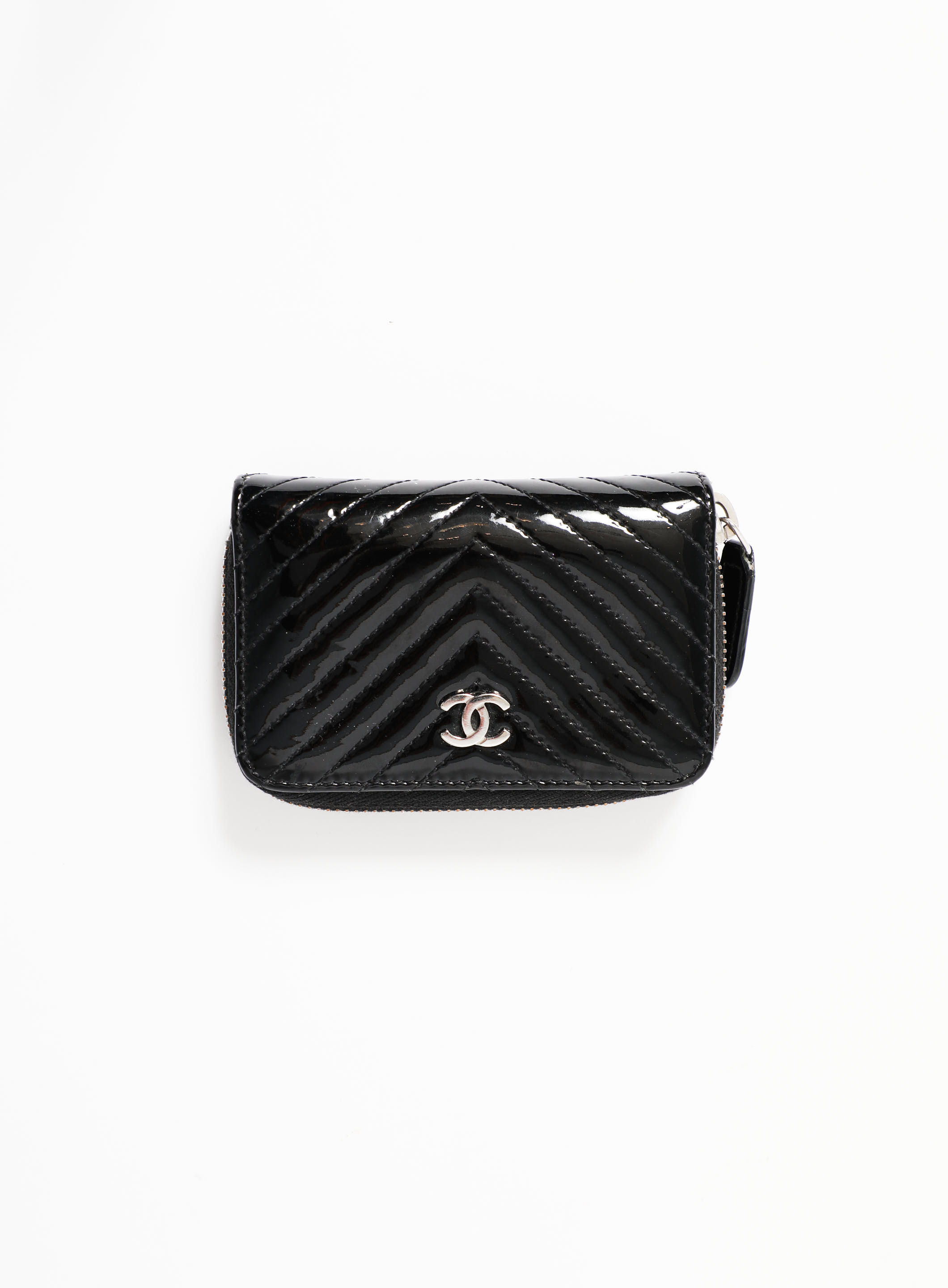 CHANEL #35405 Black Patent Leather Mademoiselle Camera Bag