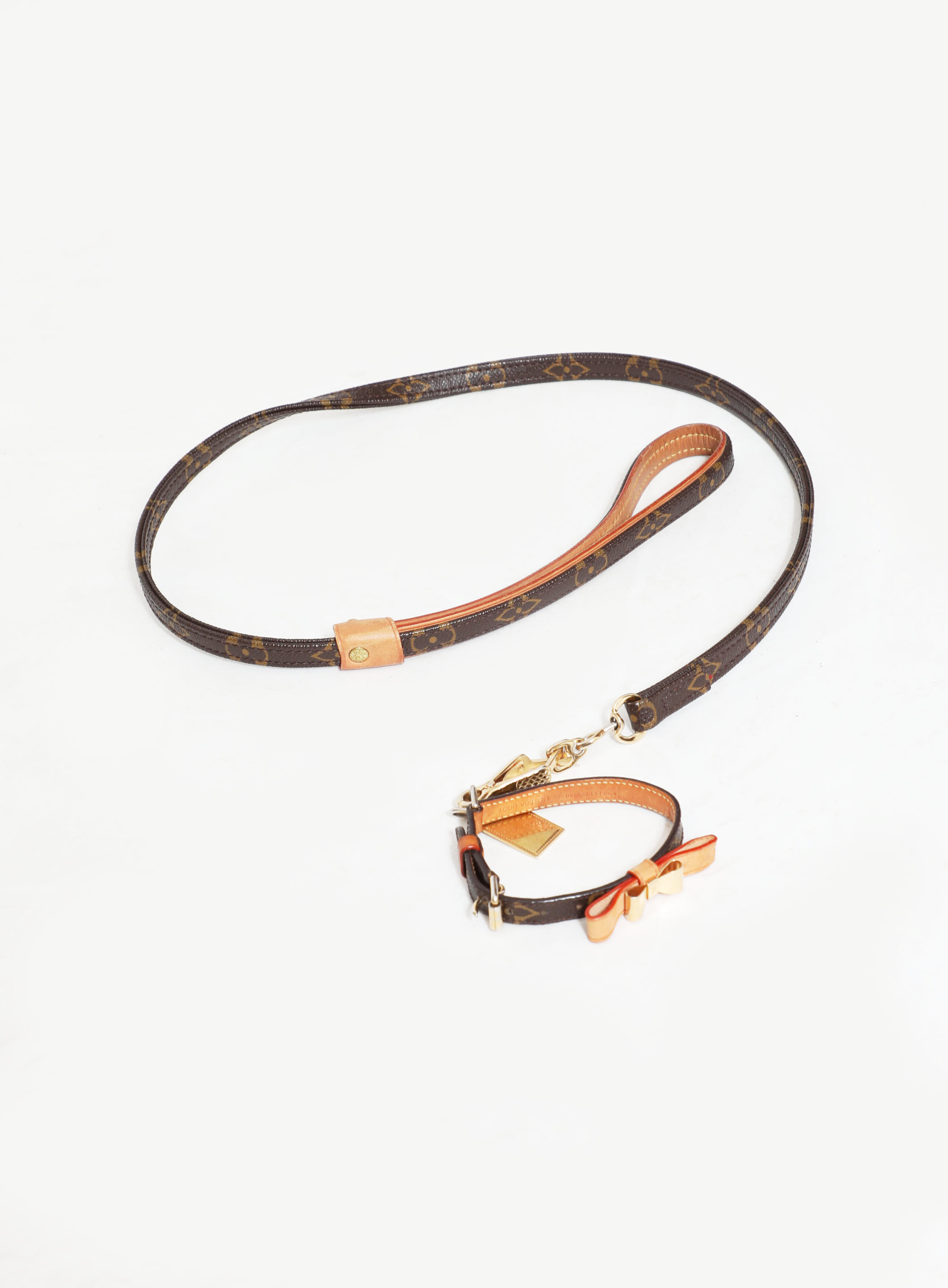 Louis Vuitton Brown Monogram Leash and Collar