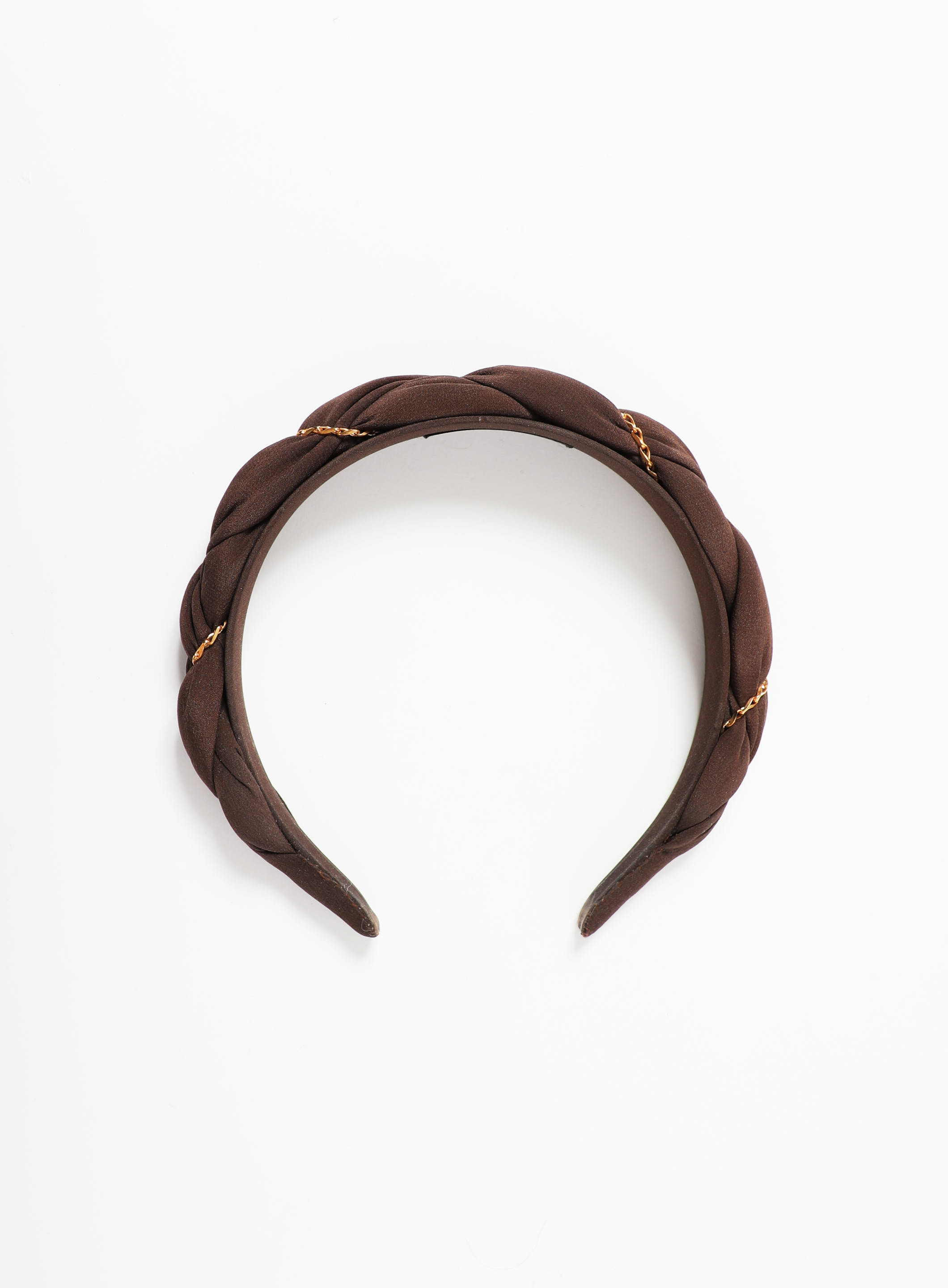 Yves Saint Laurent Chain-Link Leather Headband w/ Tags