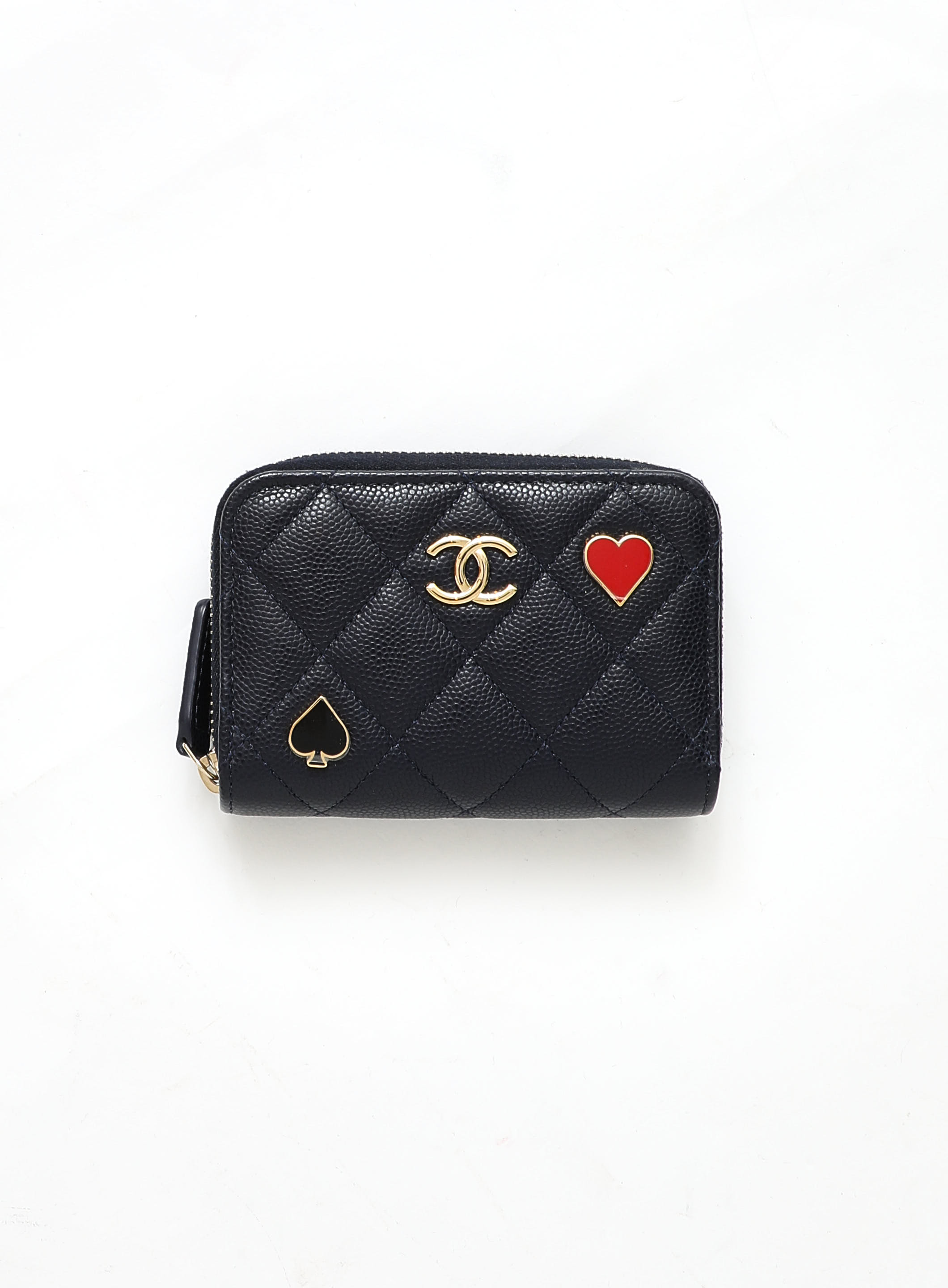 Chanel Timeless Zip Long Wallet Caviar Silver-tone Navy in Caviar