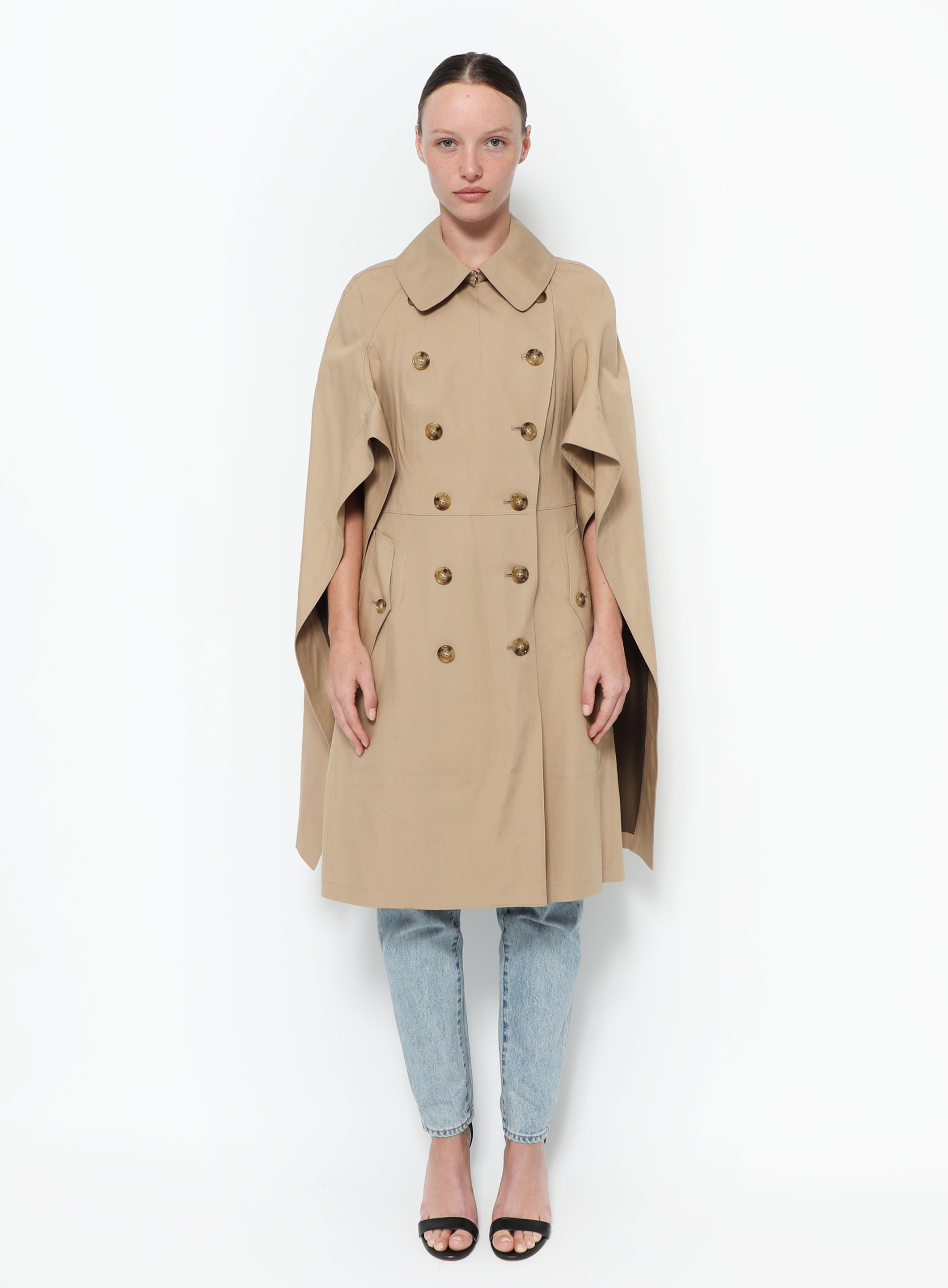 Dior - Trench Coat with Ruffles Beige Cotton Gabardine - Size 36 - Women
