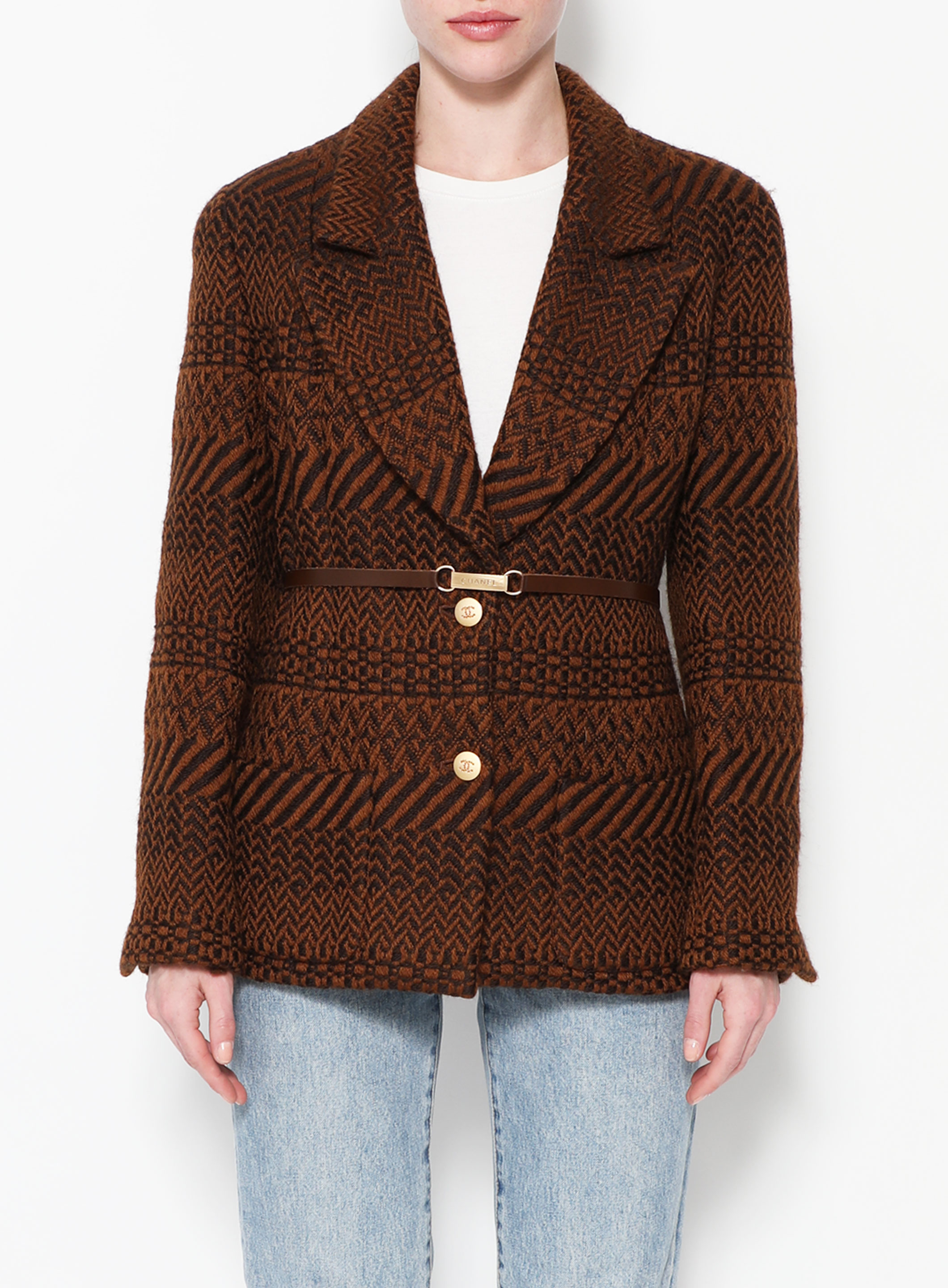 LOUIS VUITTON Wool Jacket 40 Beige Authentic Women Used from Japan
