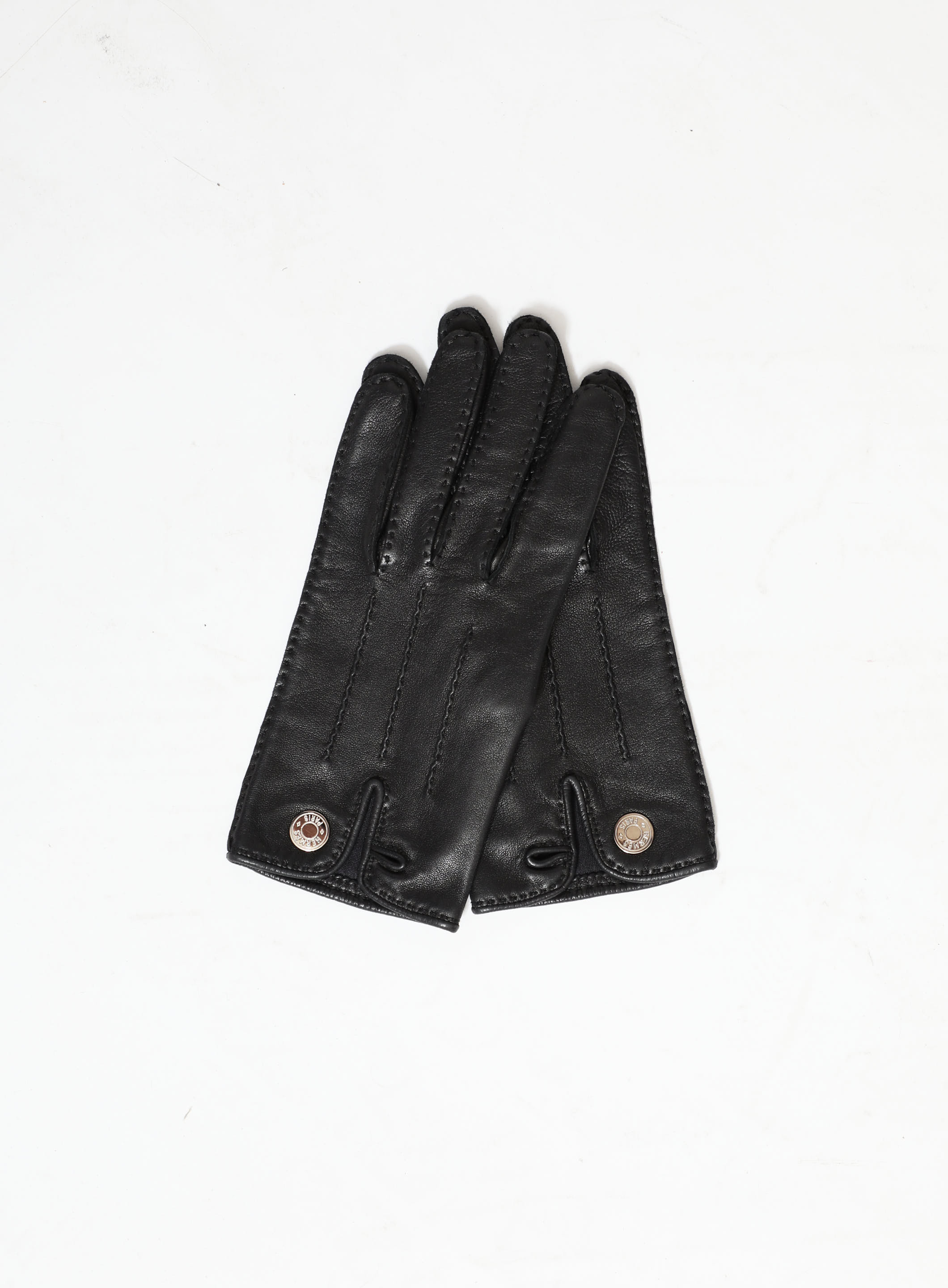 Chanel Black Lambskin Leather Camellia Fingerless Gloves 8.5 Chanel