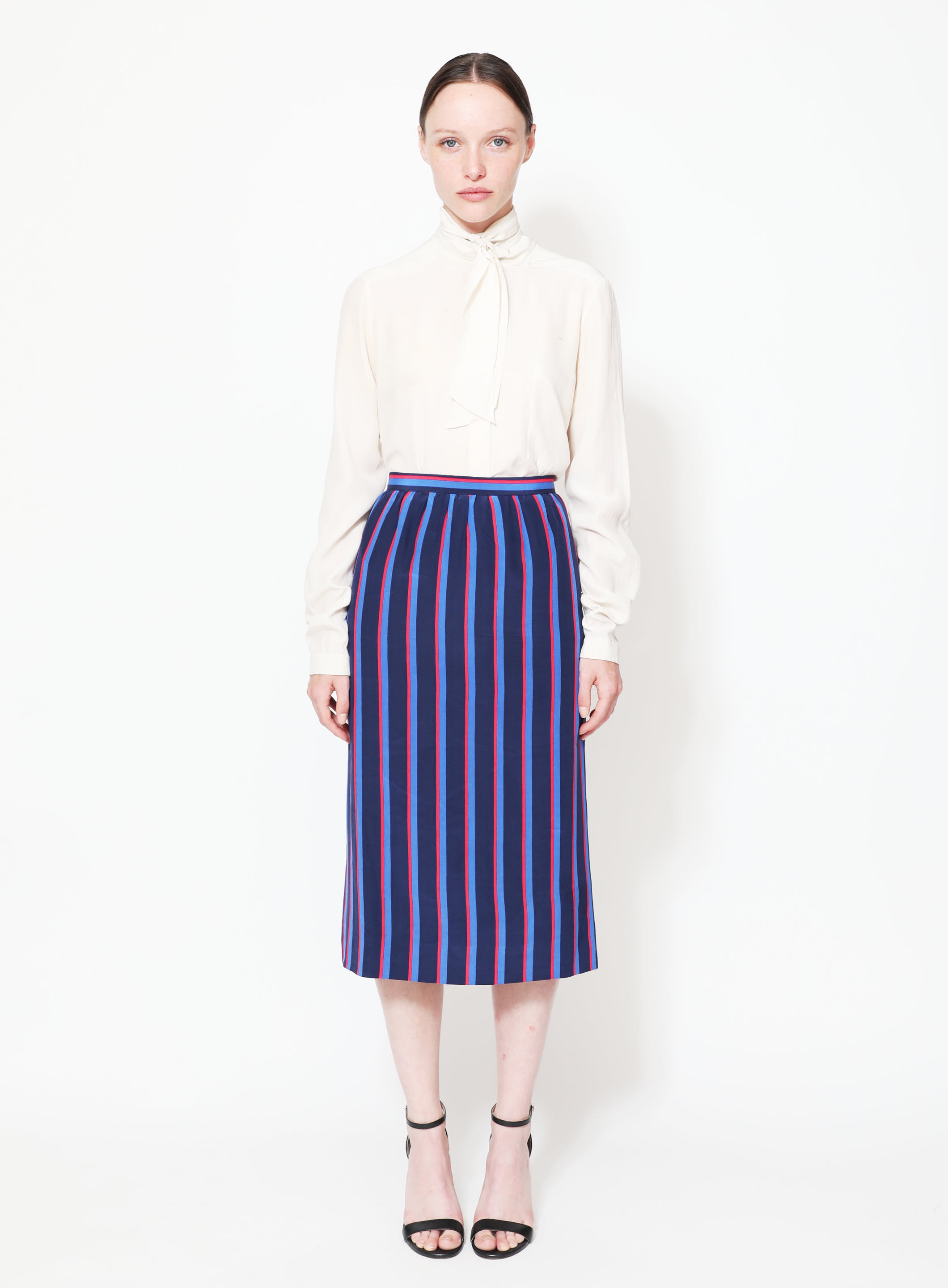 Vintage Striped High-Waisted Silk Skirt | Authentic & Vintage | ReSEE