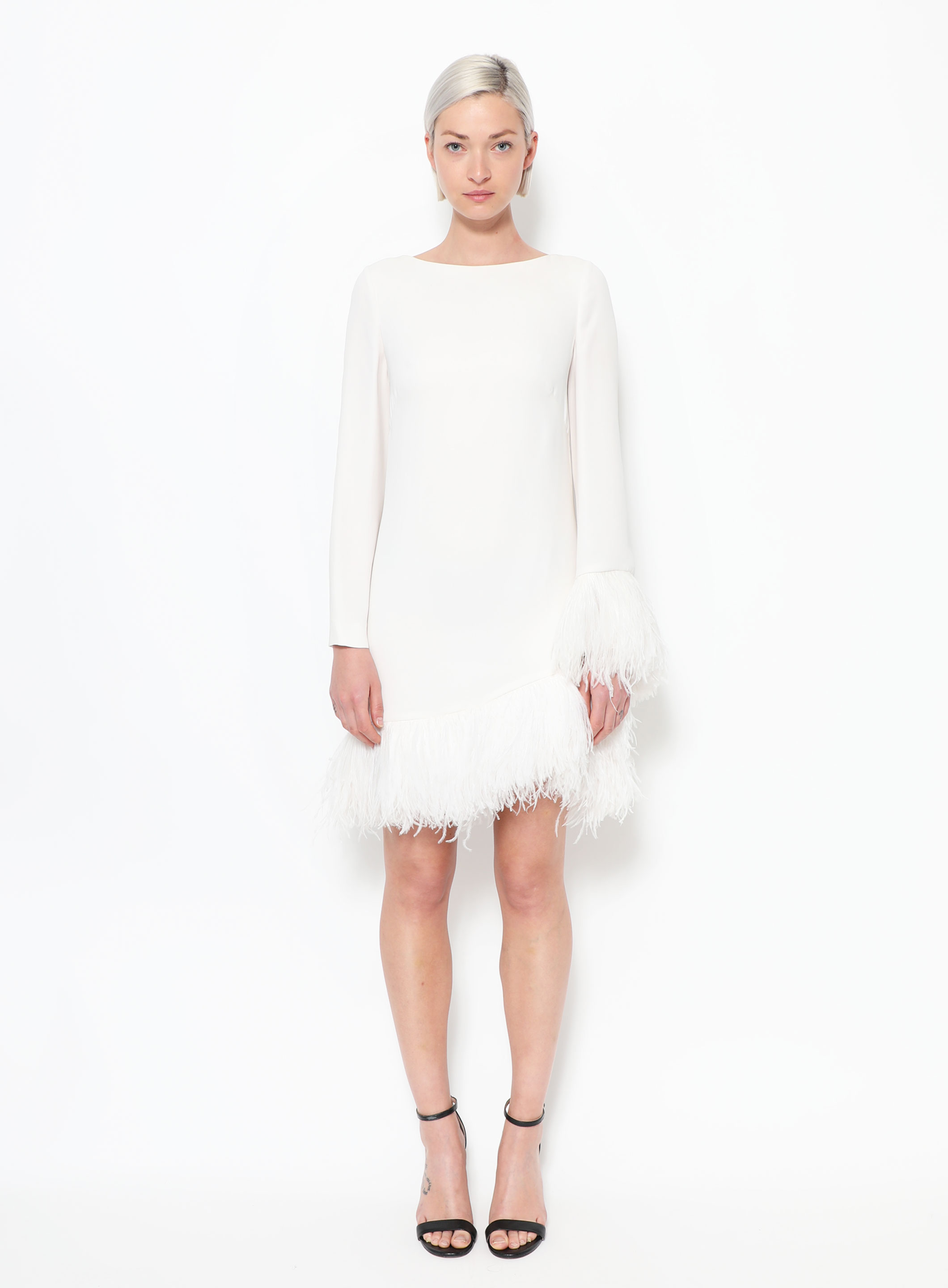 White Ostrich Feather Dress