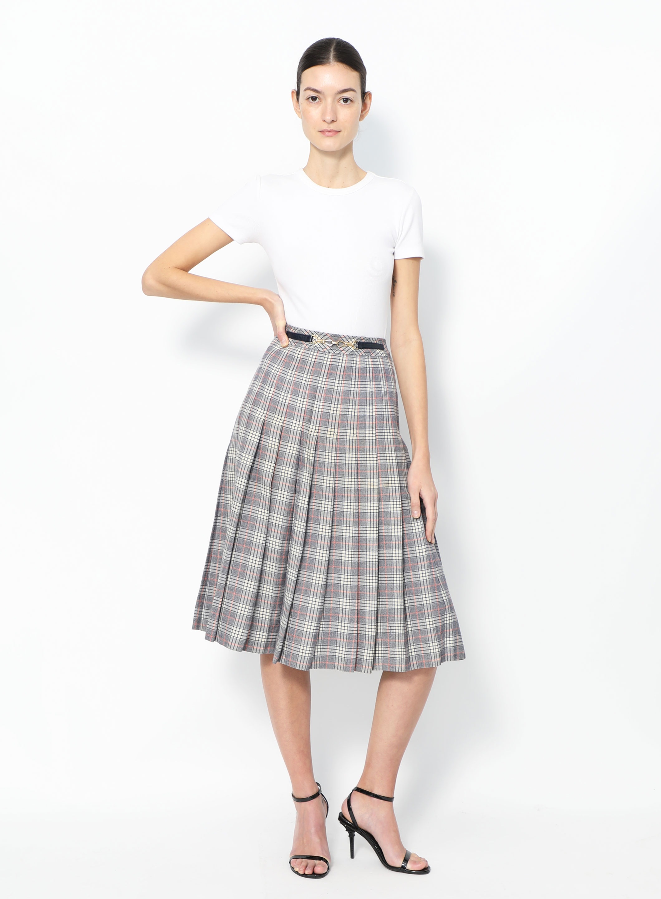 Plaid Pleated Horsebit Skirt | Authentic & Vintage | ReSEE