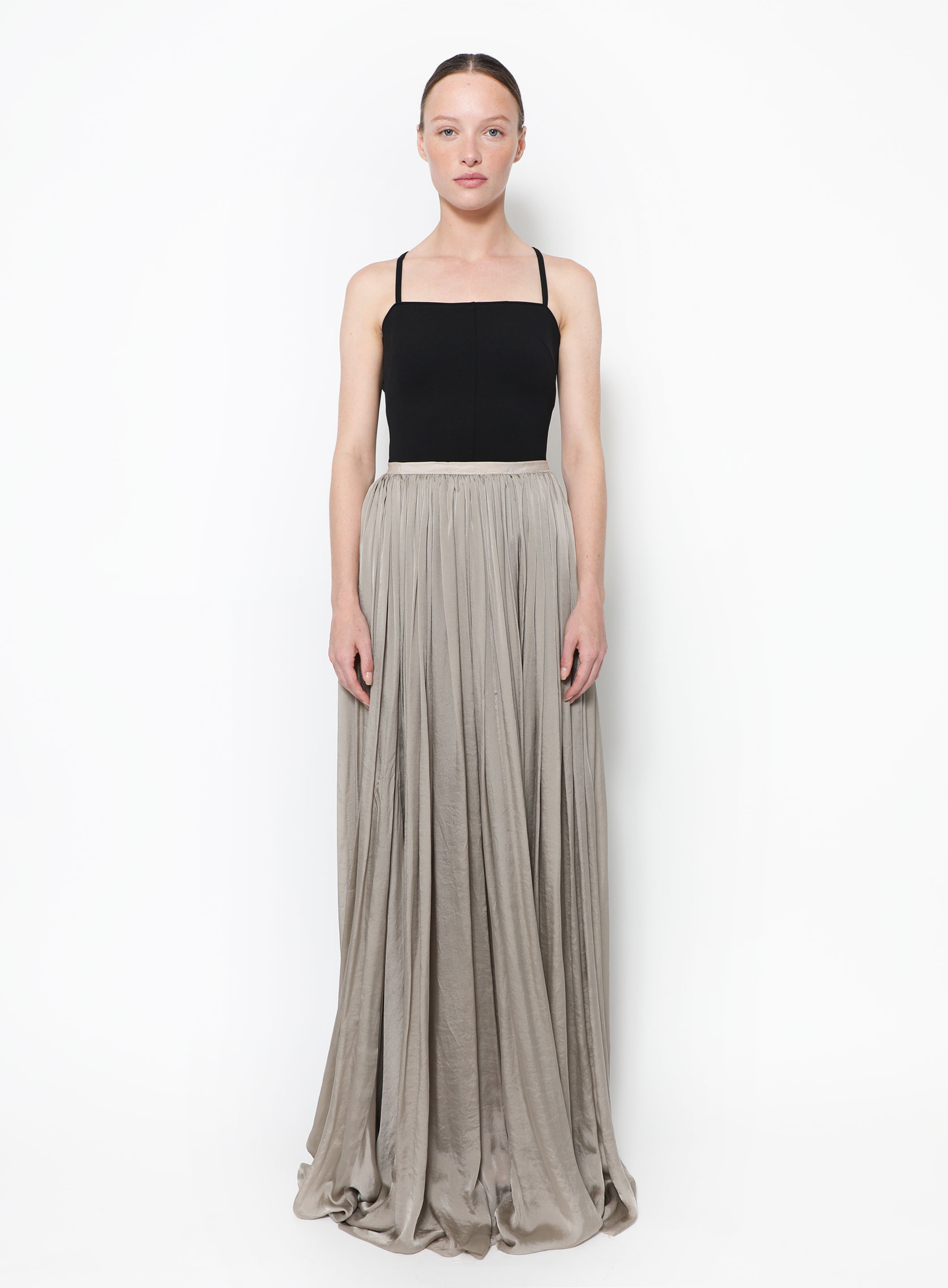 Shop Louis Vuitton Flared Skirts Maxi Chiffon Silk Pleated Skirts